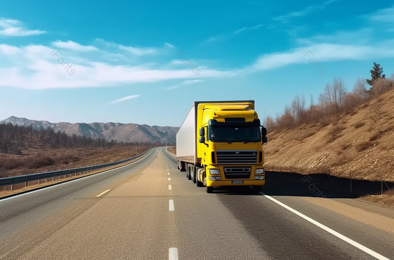 在早春路上的卡车公路风光摄影,高清,摄影图,摄影图片,图片大全,摄影图免费下载